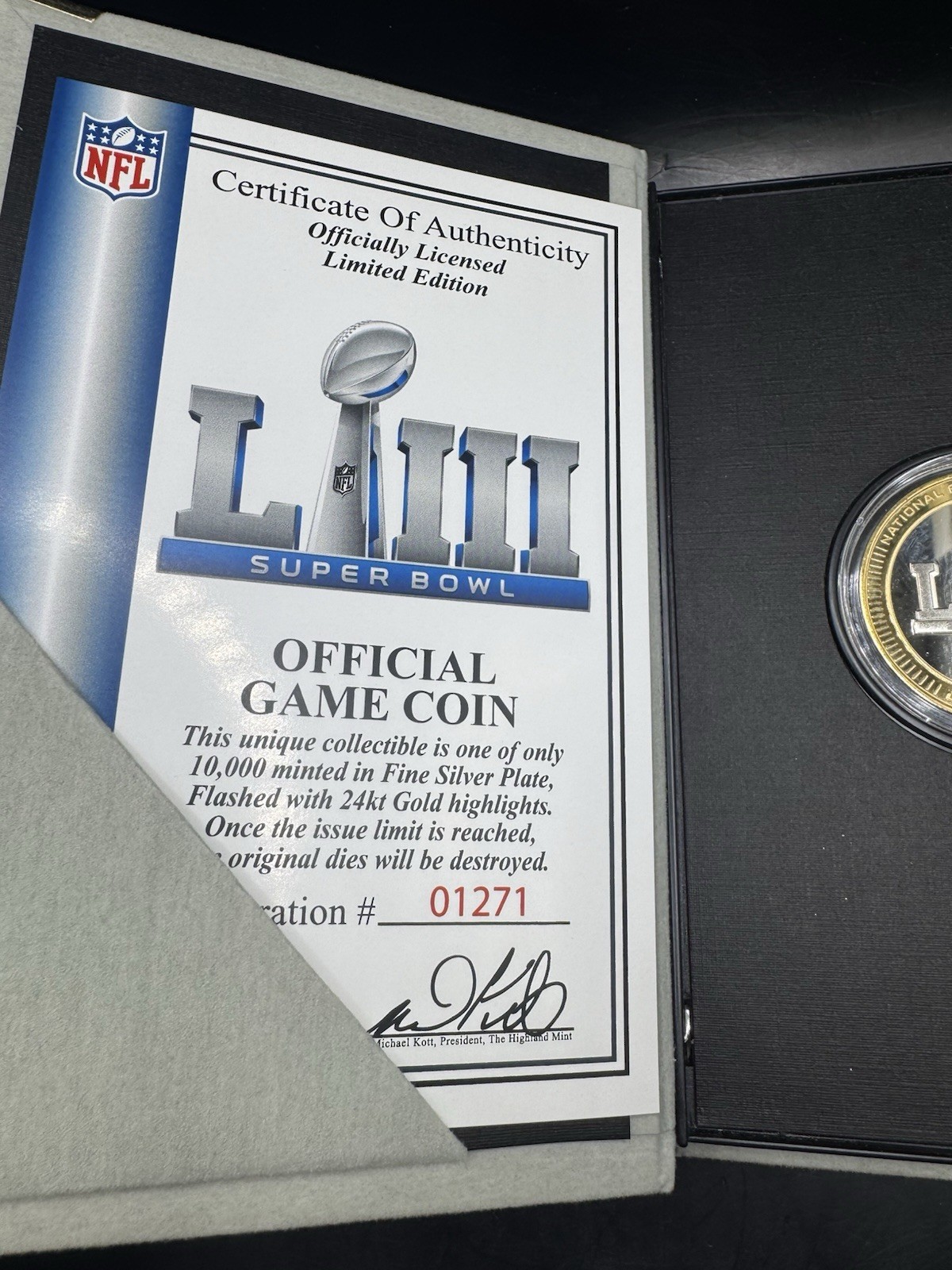 Highland Mint Official Flip Coin NE Patriots vs LA RAMS Super Bowl LIII 2019