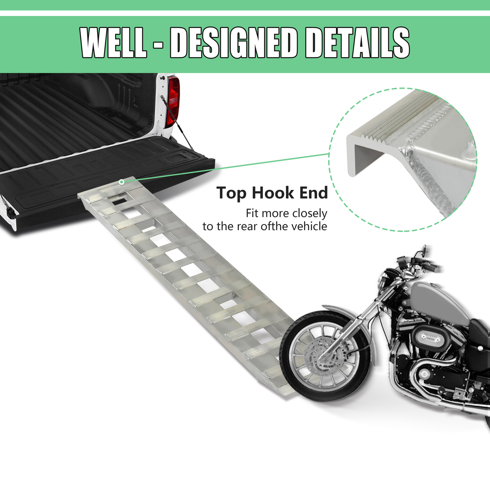 72" X 15" 7000 LBS ALUMINUM Hook Ramp CAR TRUCK TRAILER auto hauler TRACTOR Pair