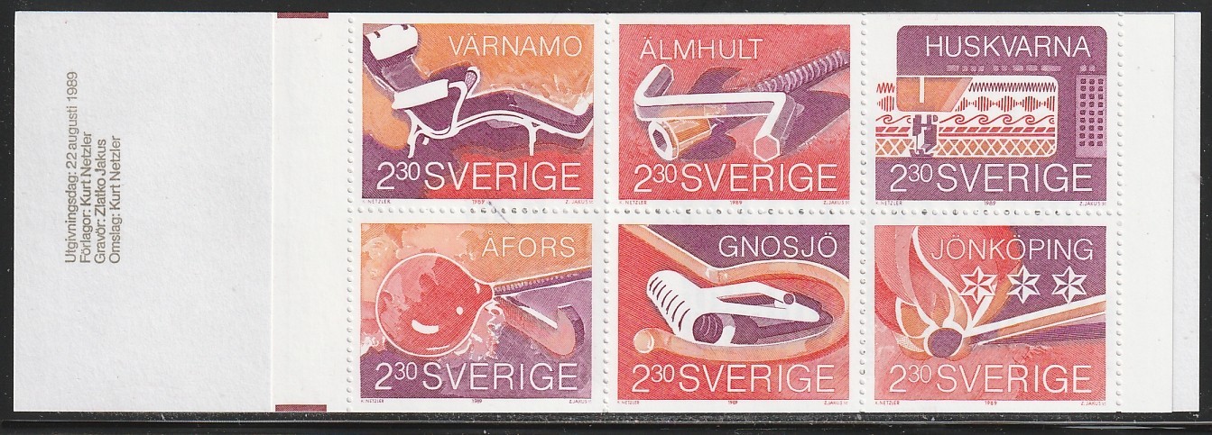 Sweden    1989   Sc # 1760a      Complete  Booklet   MNH