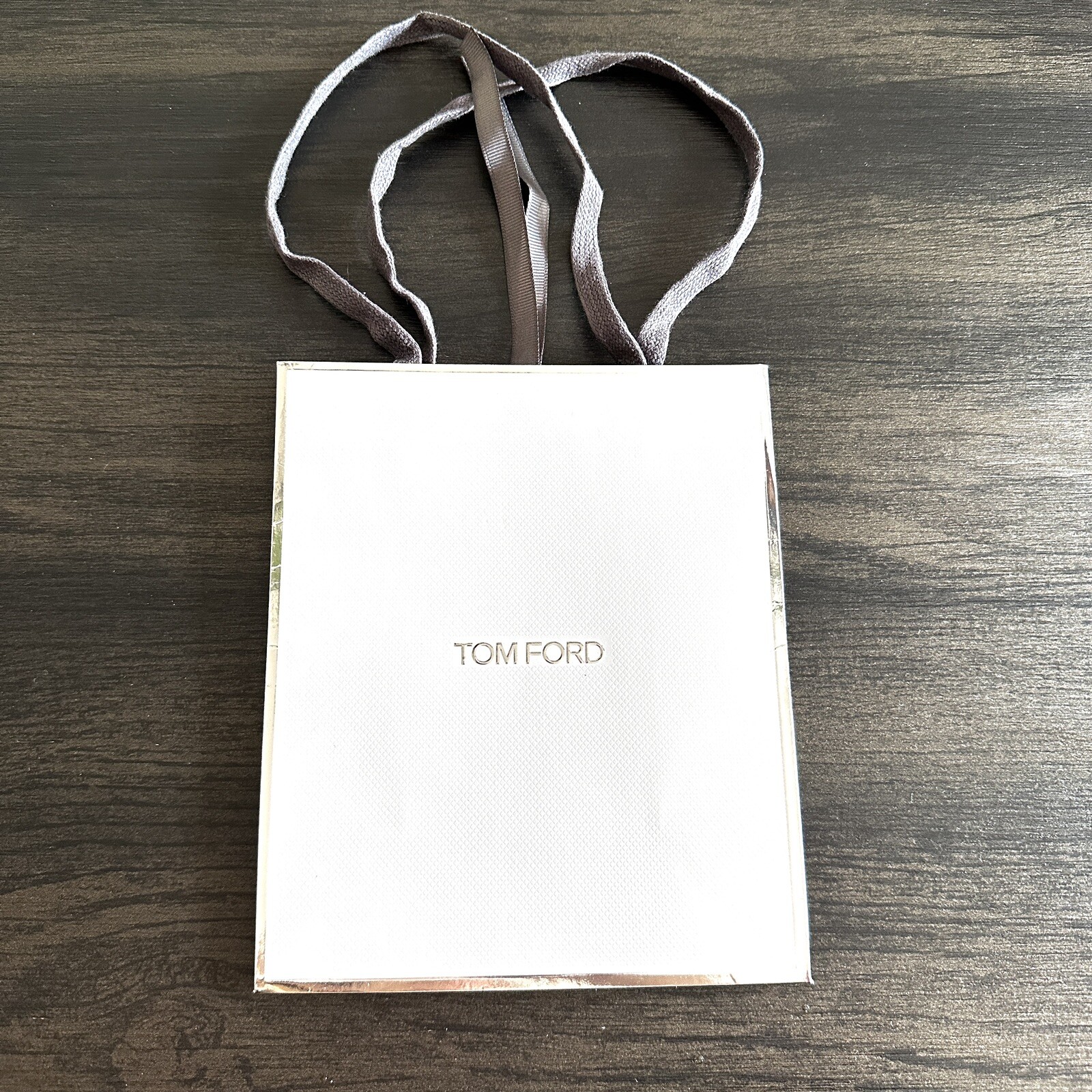 Tom Ford Authentic Gift Paper Shopping Bag Small Grey L 7.5" W 6.5" D 3.5"
