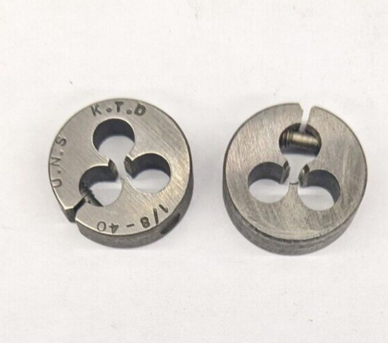 2 Kromhard 1/8"-40 NS Round Dies 13/16" OD Screw Adjustable Die Carbon Steel USA