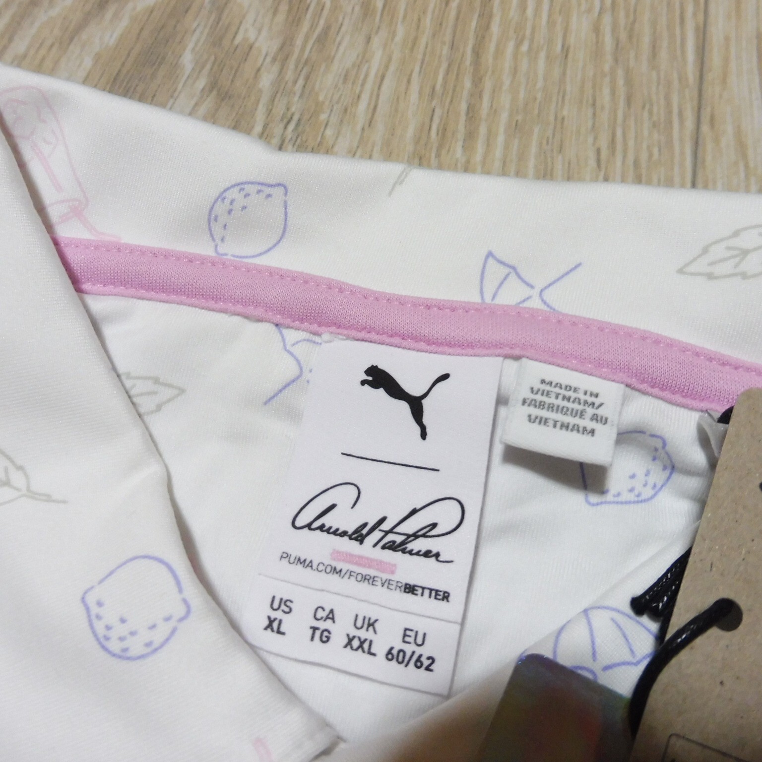 PUMA ARNOLD PALMER Mens XL CONTENDER POLO SHIRT WHITE LAVENDER CLOUDSPUN AP