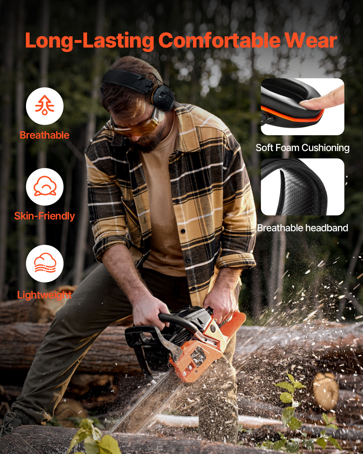 VEVOR Safety Earmuffs Bluetooth Hearing Protection Ear Muffs Noise Reduction