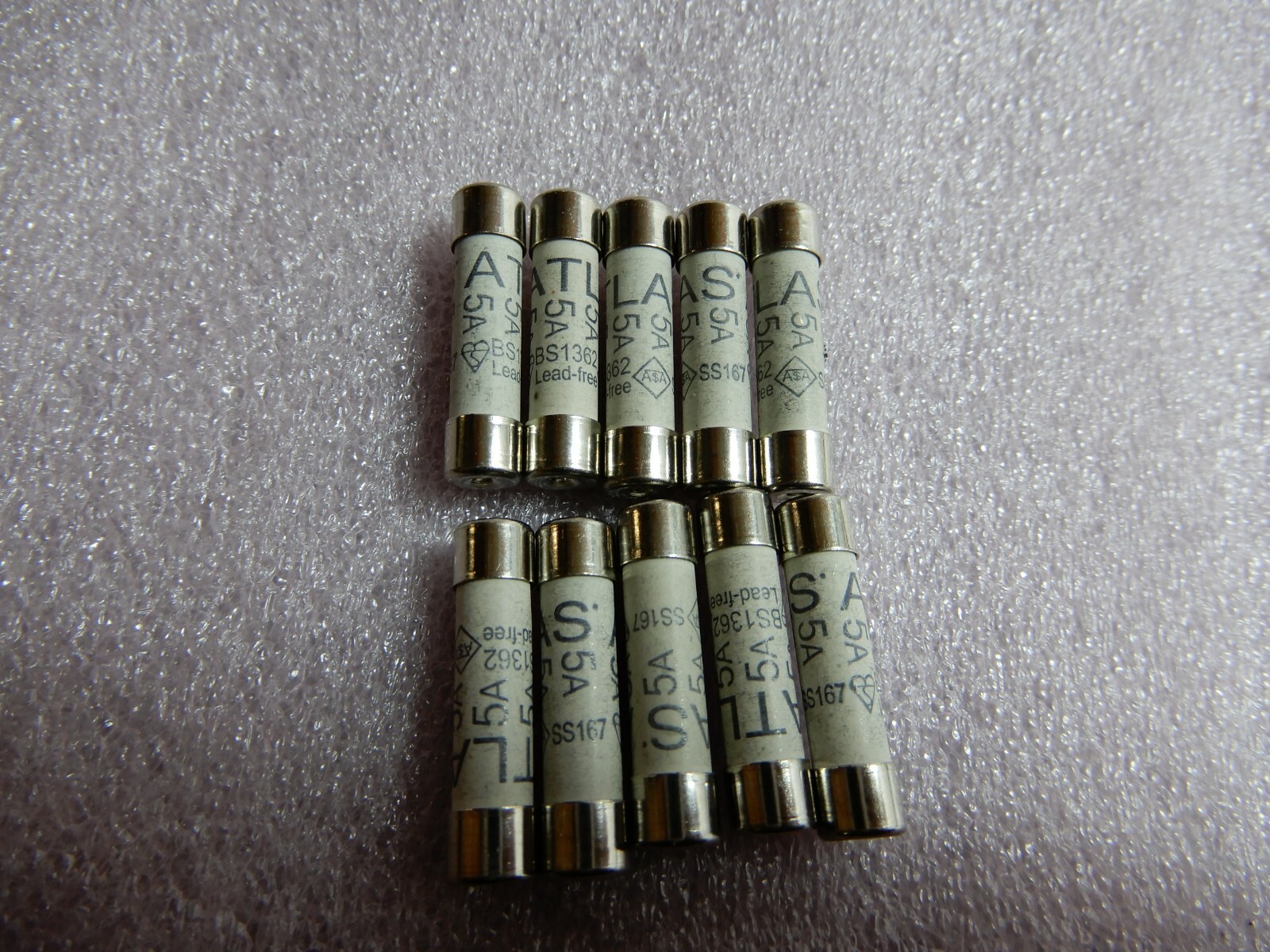 10 Pcs Atlas 6mm x 25mm 240V 5A BS1362 Ceramic Fuse