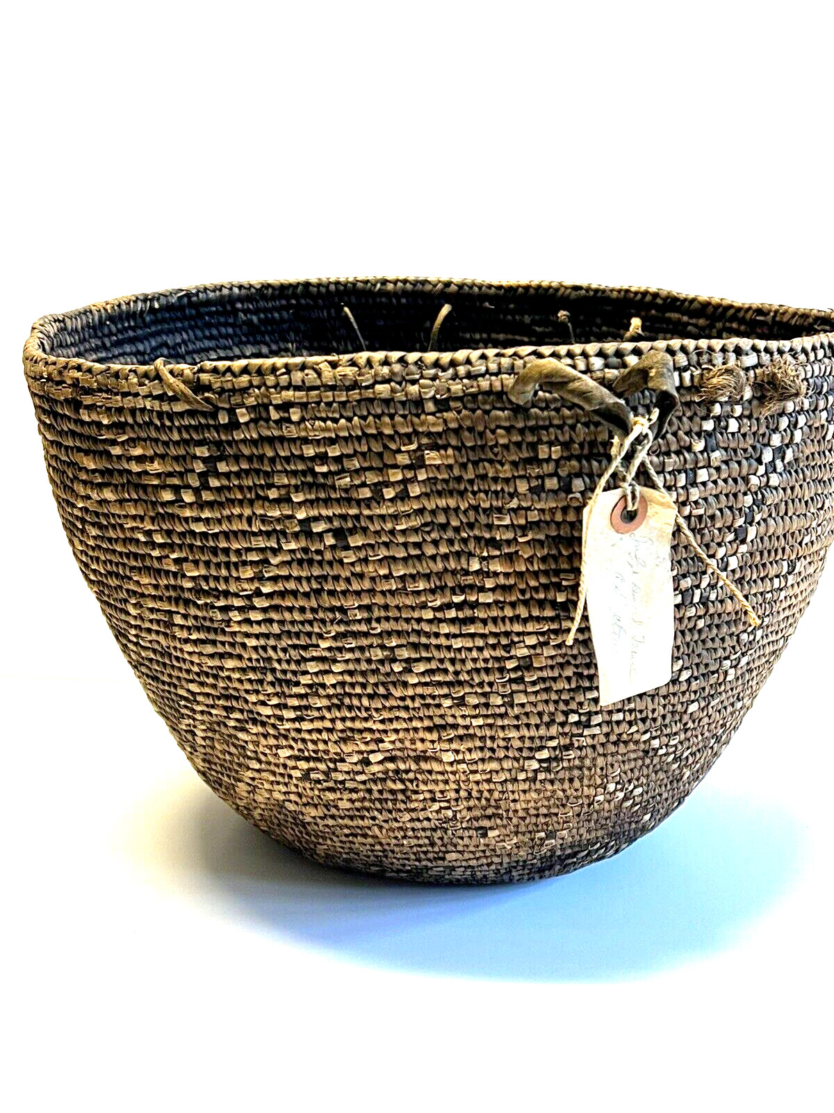 Antique Native American Indian Hand Weaved Basket; Large 13"; Late 1880's -1900