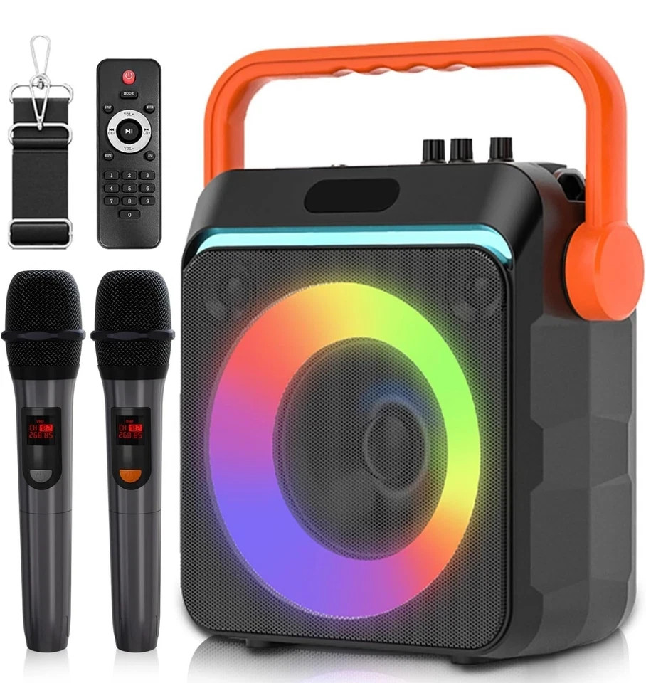Karaoke Portable Machine Bluetooth Speaker 2 Wireless Microphone BRAND NEW FUN!!