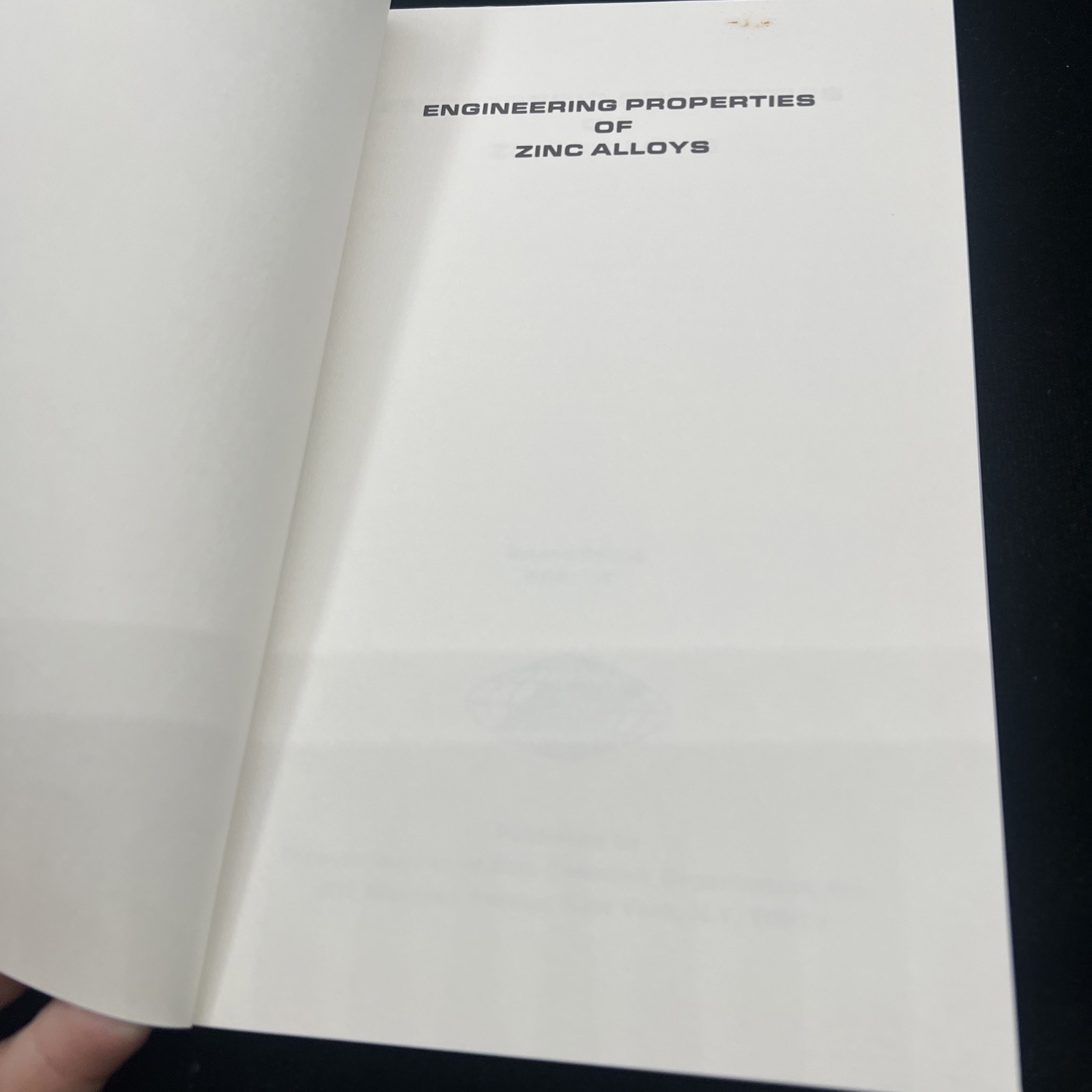 Engineering Properties For Zinc Alloy Paperback Book 2nd Edition 1981 Die Cast