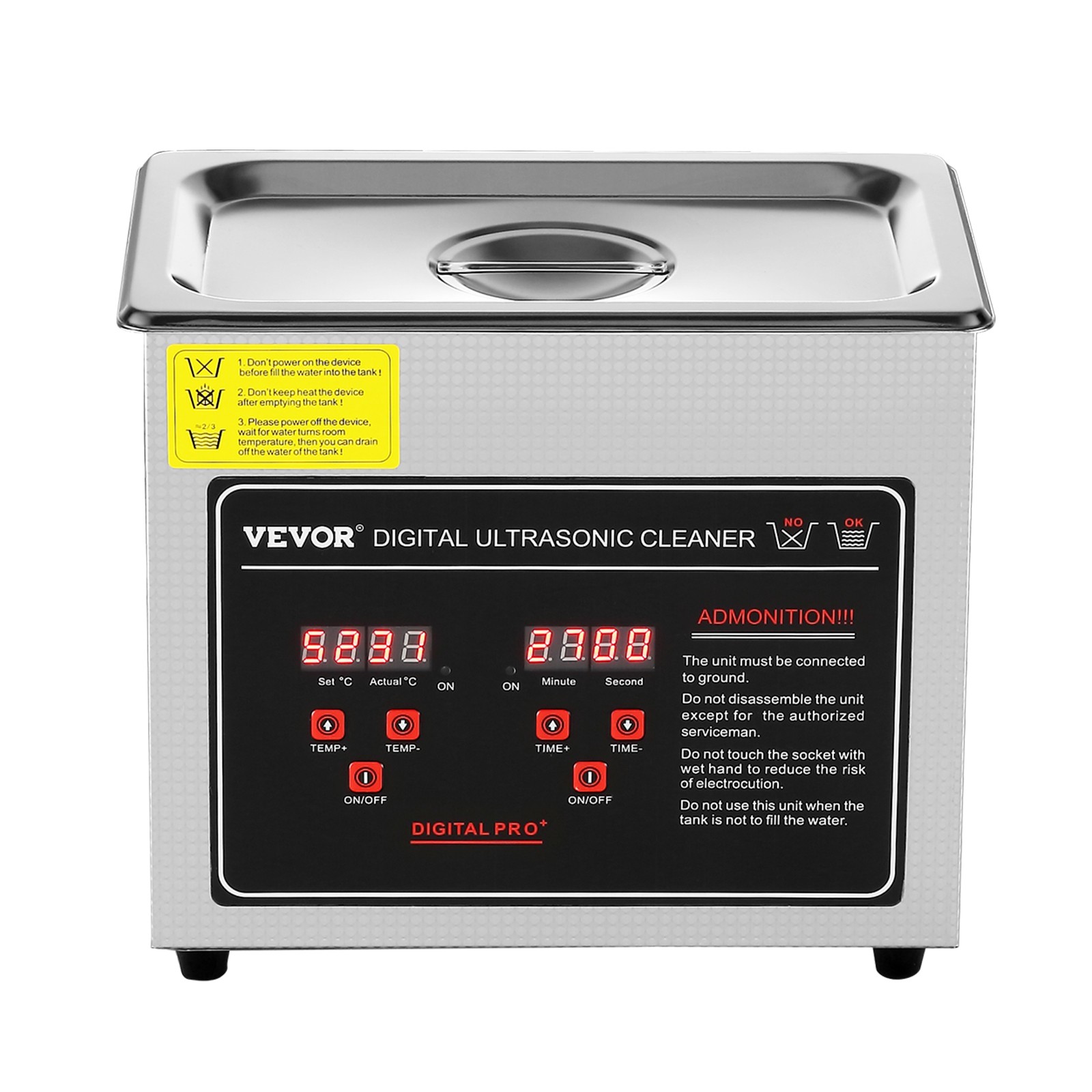 VEVOR 3L Ultrasonic Cleaner with Timer Heating Machine Digital Sonic Cleaner