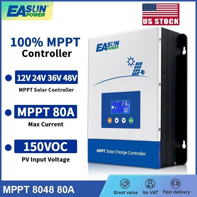 MPPT 80A Solar Panel Charge Controller 12V 24V 36V 48V DC Battery Regulator LCD