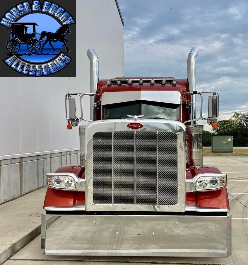 Rollin low Peterbilt 12" x 8" reverse bowtie visor 14 gauge 304 s.s. 379 389