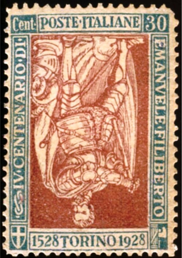 ITALY 1928 - FASCIST ERA MISPRINTED STAMP - Scott #203a with IMAGE INVERTED /223