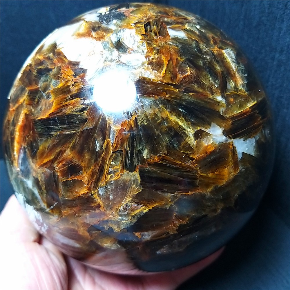 RARE 3200G Natural Brown Tourmaline Unicorn Gem Mica Symbiotic Stone Ball AC1013