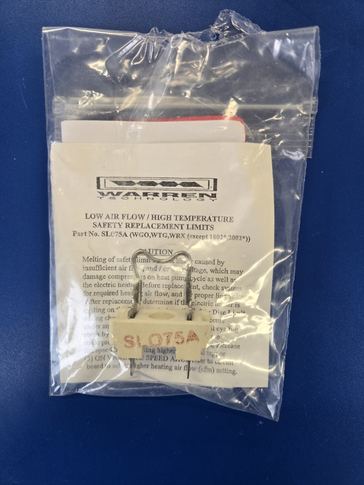 WARREN TECHNOLOGIES FUSIBLE LINK SL075A