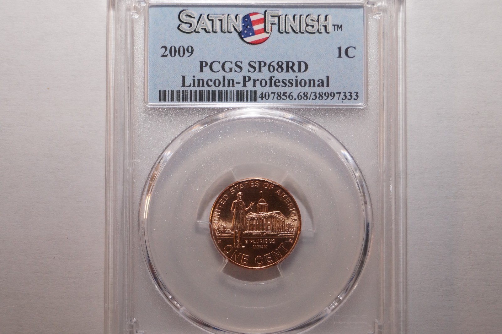 2009 LINCOLN CENT PROFESSIONAL GRADED PCGS SP68RD SATIN FINISH