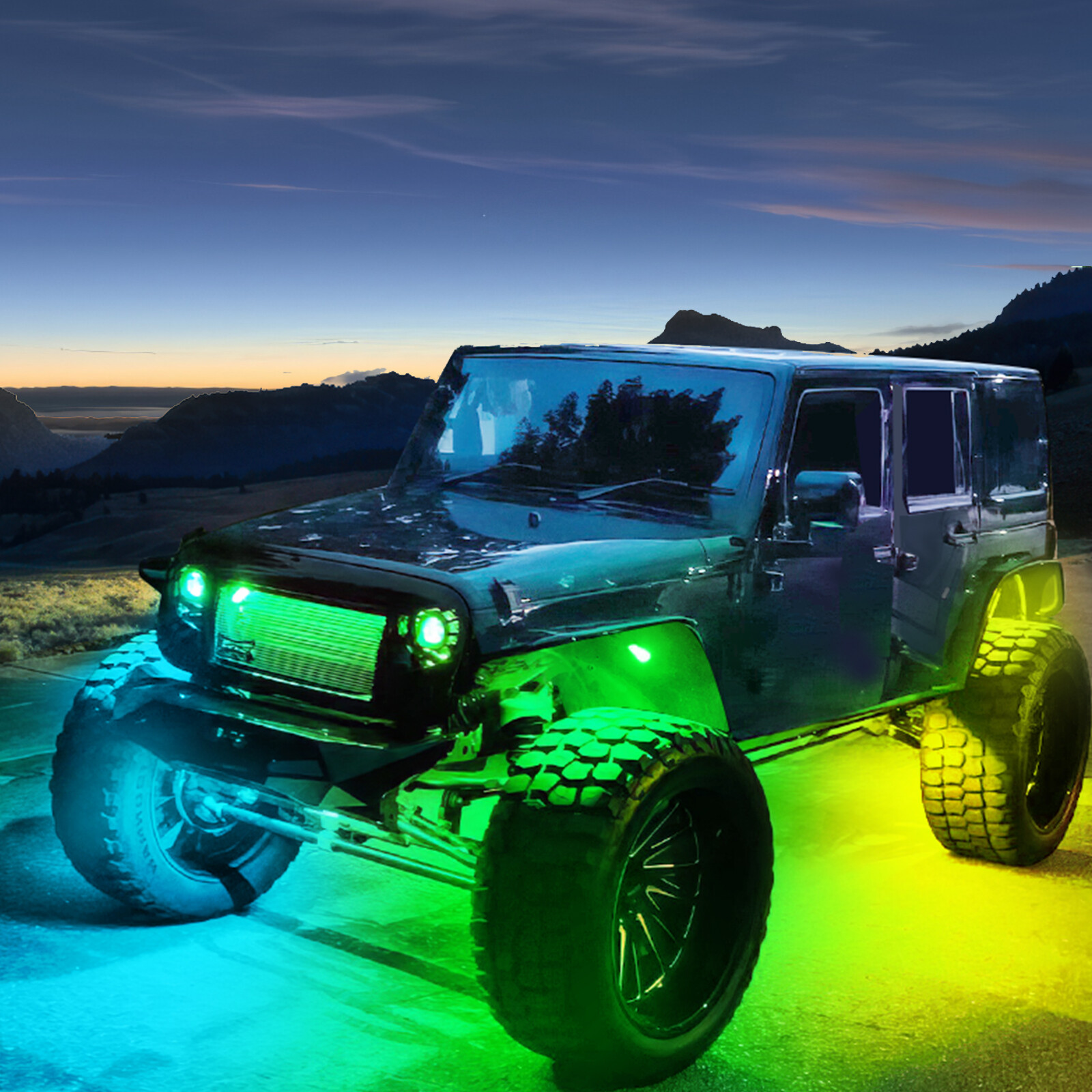MICTUNING 8 Pods RGB+IC Chasing LED Rock Lights - Underglow Neon Light Kit Truck