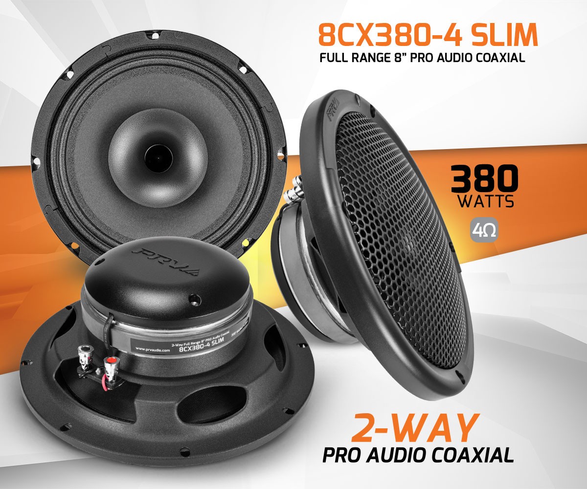 2x PRV 8" 2-Way Coaxial Full Range Speaker 380W 4 Ohm 8CX380-4 SLIM Pro Audio