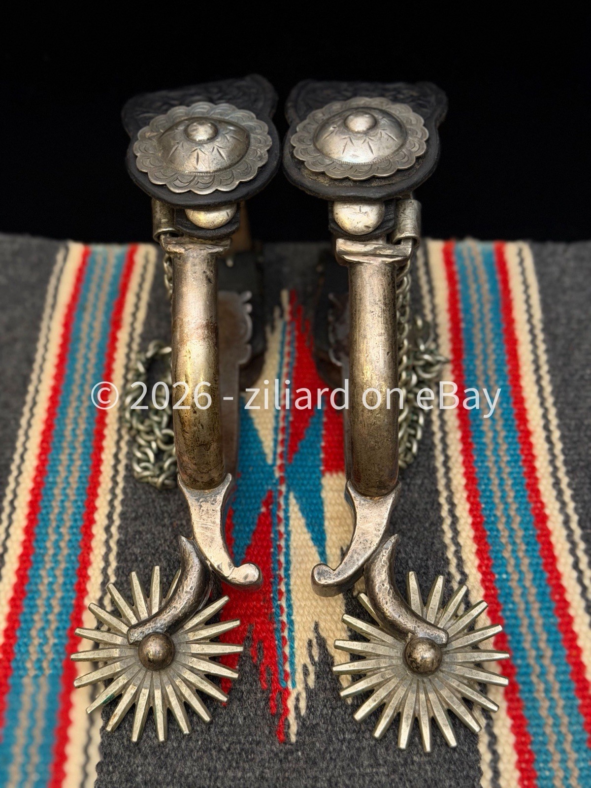 ONE OF A KIND California Vaquero Spurs w/ Straps & Silver Tapia Style Conchos
