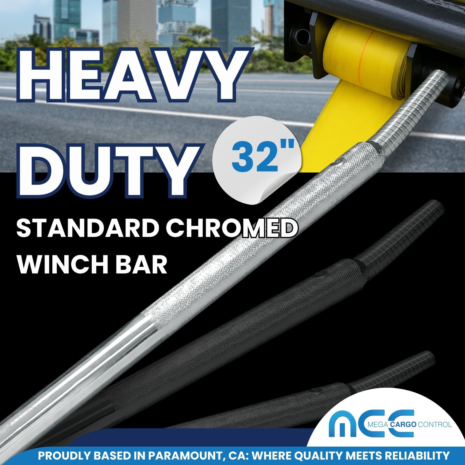 4 Pack Chrome 32" Standard Winch Bar for Flatbed Trailer Cargo Tie Down Strap