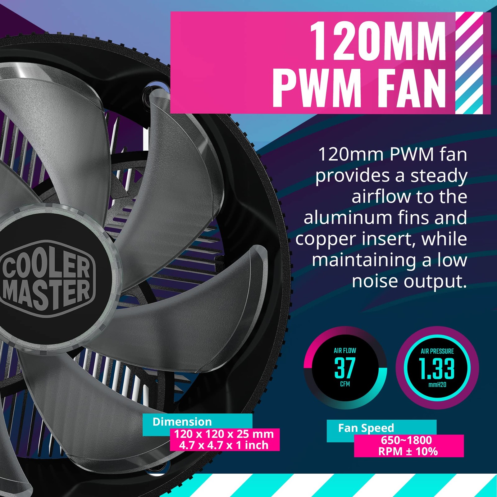 Cooler Master i71C RGB Intel Low-Profile CPU Air Cooler Fan Anodized Aluminum