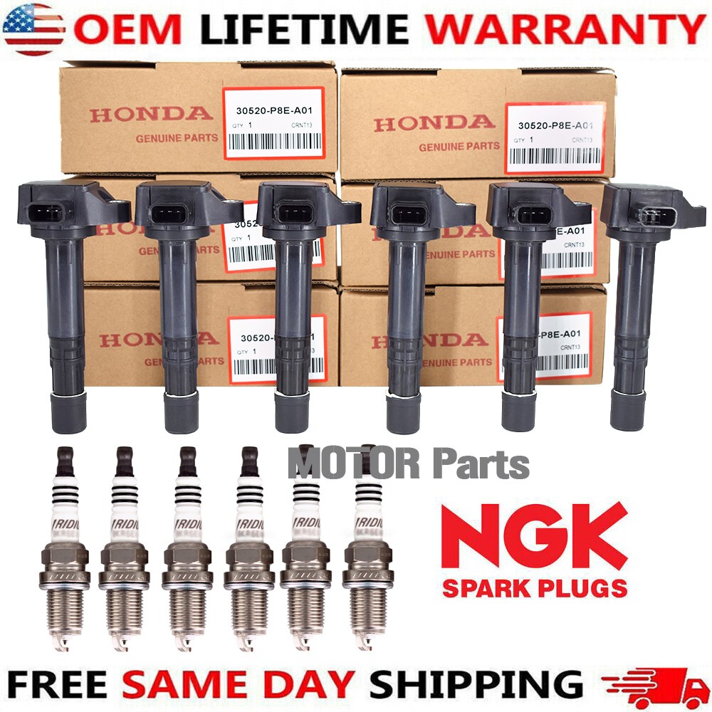 6pcs OEM Ignition Coil and Iridium Spark Plug Kit For 2001-20 Honda Odyssey 3.5L
