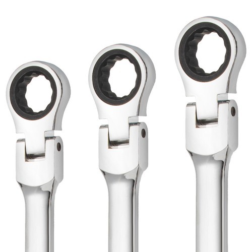 16PC 6-22mm Metric Flexible Head Ratcheting Wrench Combination Spanner Tool Set