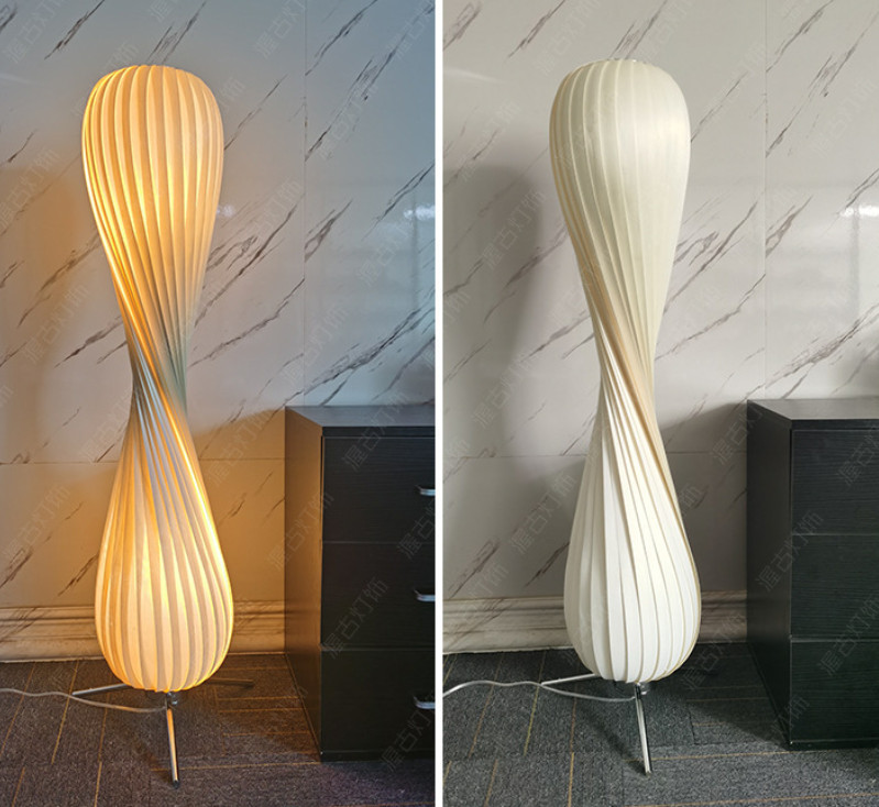 Japanese Wabi Sabi Wood Twist Floor Lamp Antique Art Light Pendant Home Fixture