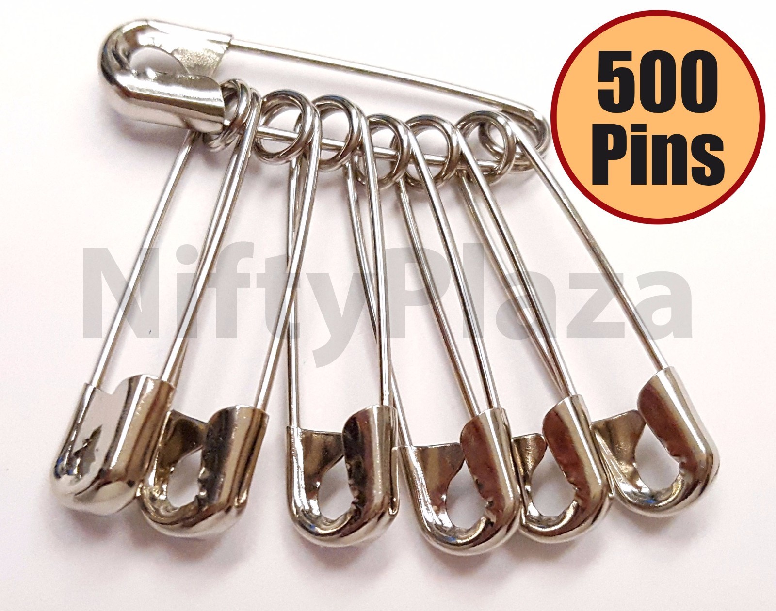 NiftyPlaza 500 Safety Pins Size 1-1/16" Heavy Duty Industrial Strength No Rust
