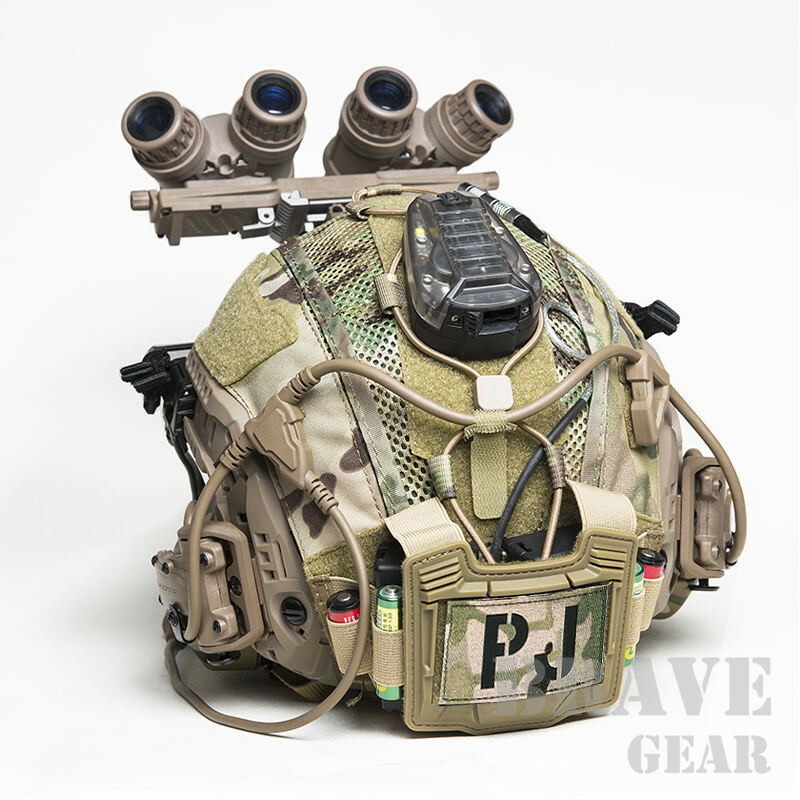 Tactical Mesh Helmet Cover/NVG Battery Pouch+Bungee for Maritime FAST SF Helmet
