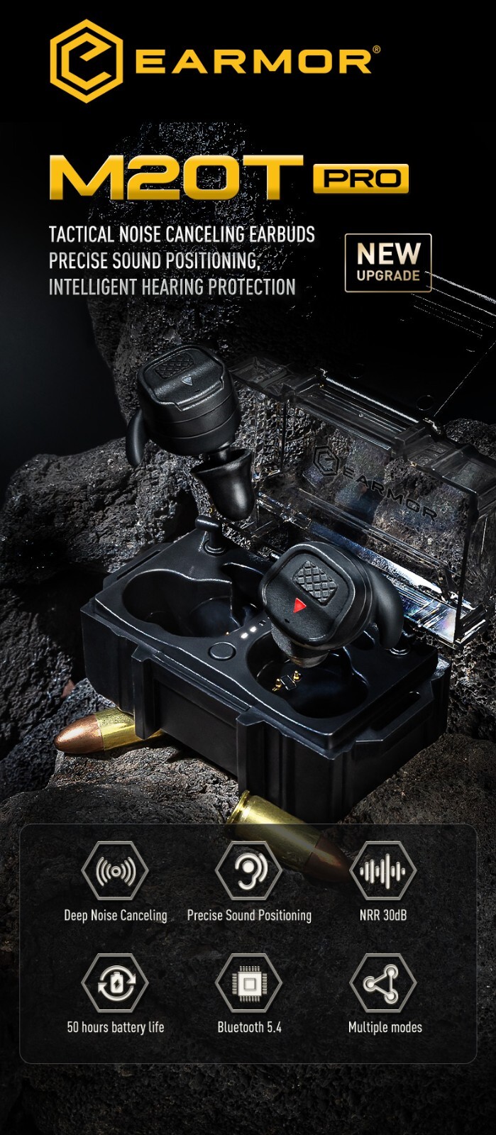 EARMOR M20T Pro Electronic Shooting Ear Protection, NRR 30dB Bluetooth 5.4