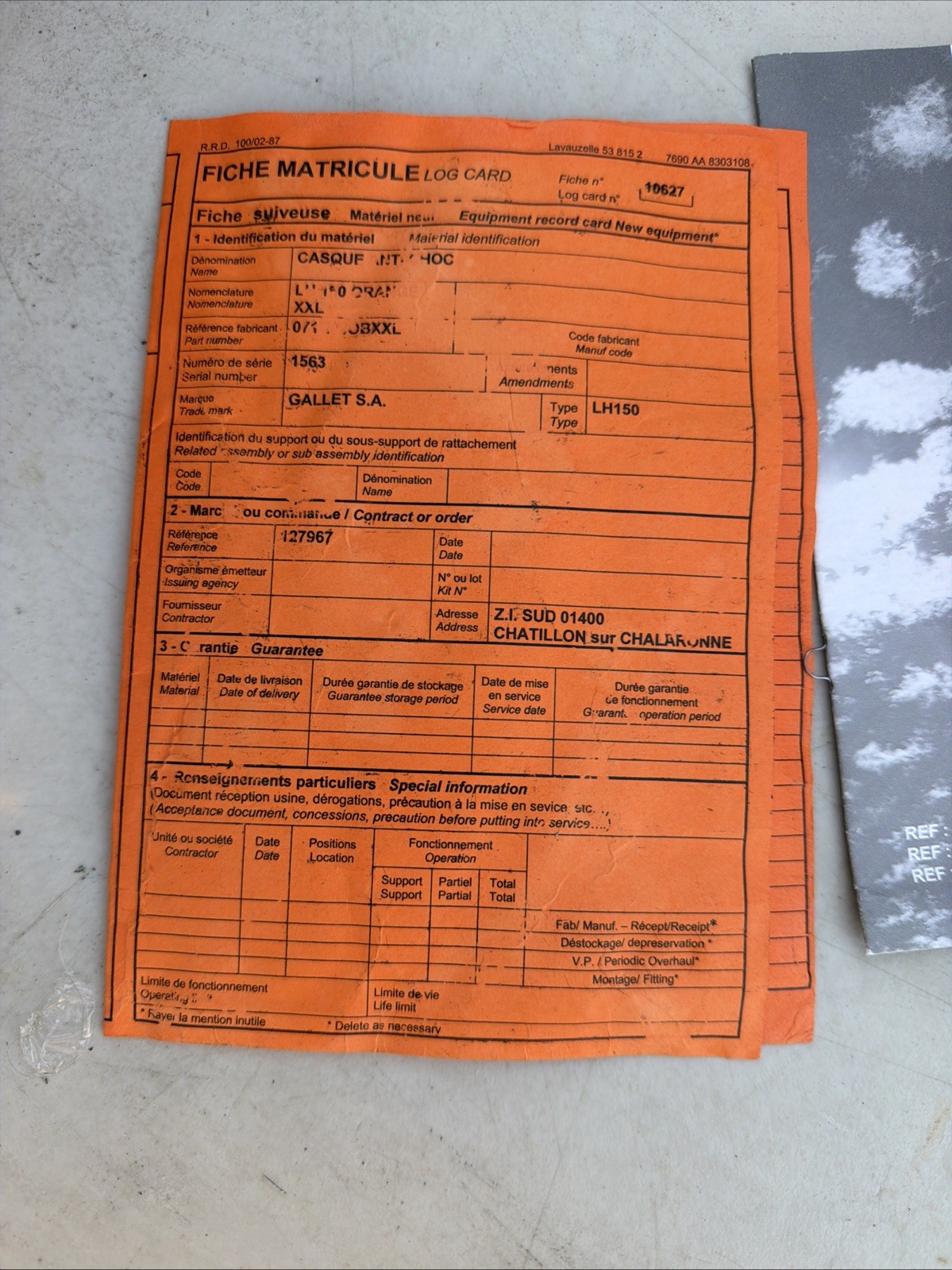 MSA Gallet LH150 Helicopter Helmet NVG - Untested