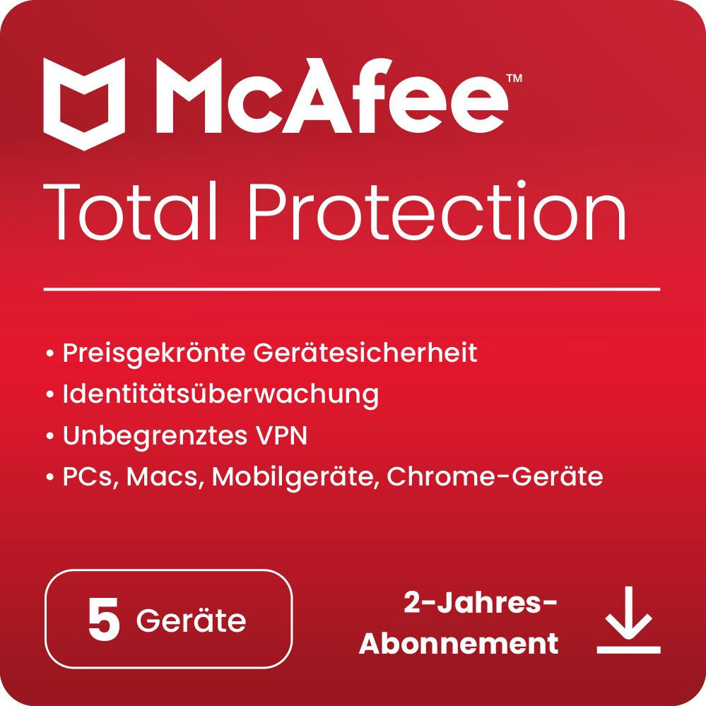 McAfee Total Protection 2026 5 Devices 2 Year | FULL VERSION / Upgrade | Antivirus