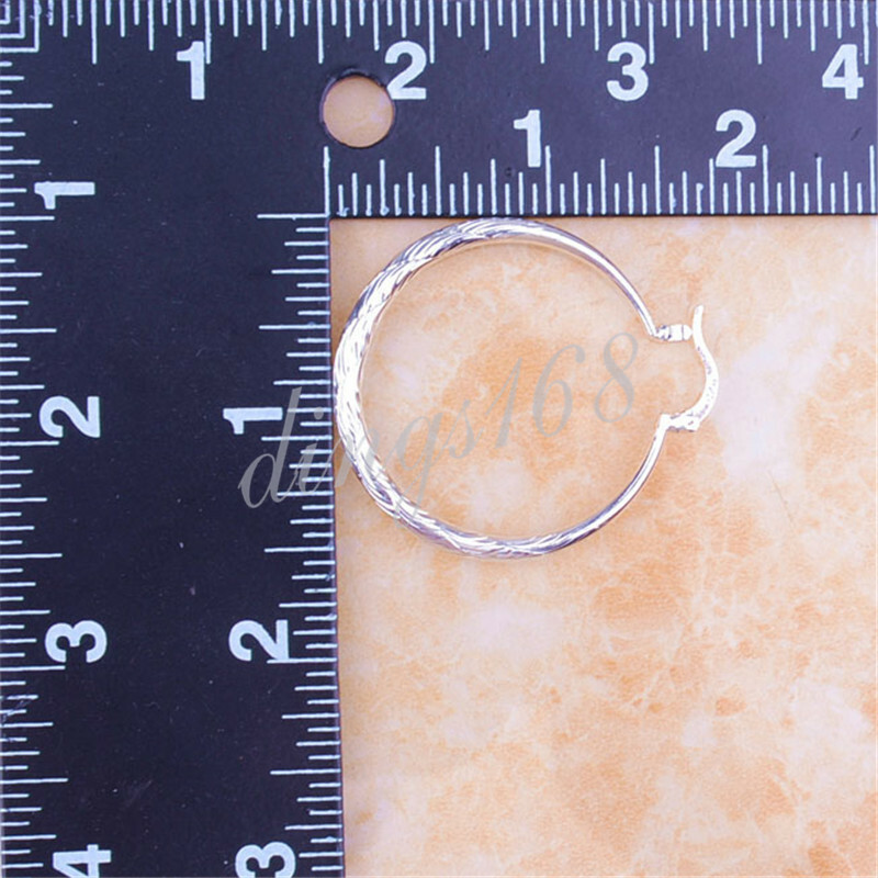 Women's Classic 925 Sterling Silver 1.5inch Medium-Size Round Hoop Earrings H904