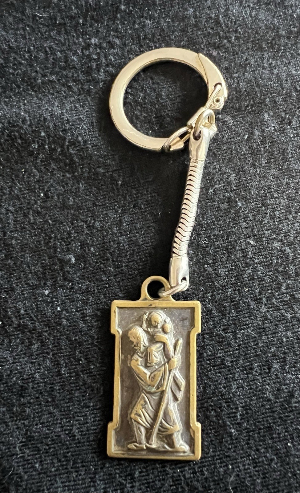 Vintage Swank Catholic Religious Saint Christopher Pendant Key Ring Keychain