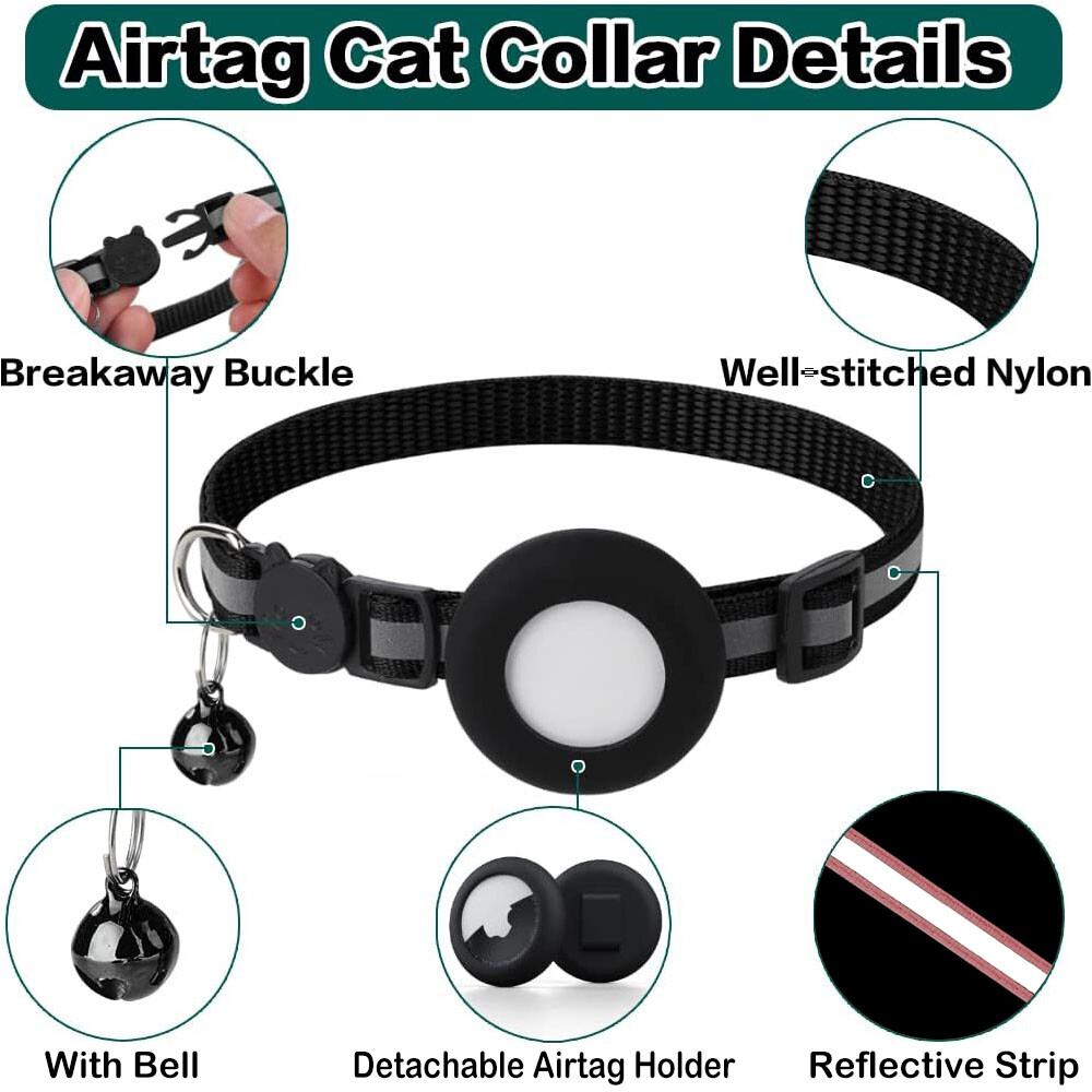 Airtag Cat Collar Breakaway Reflective Kitten For Apple Air Tag Holder Case Pet