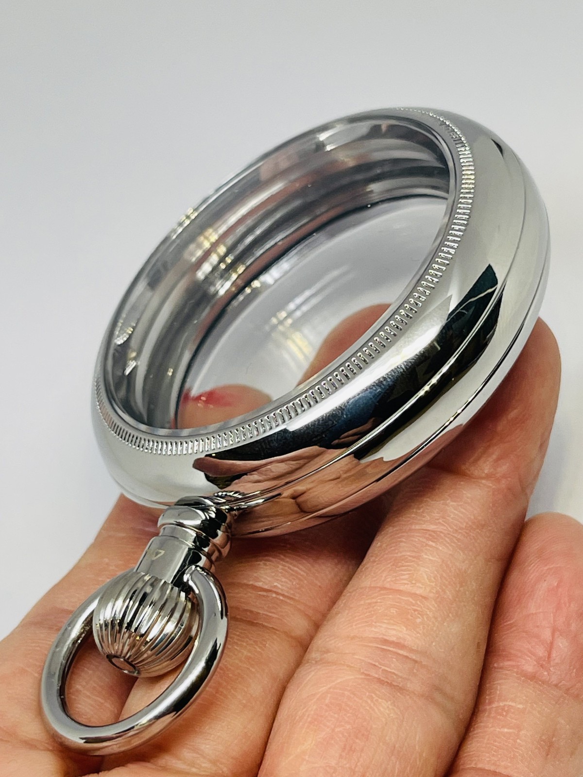 FINALLY Size 18S Railroad Display Pocket Watch Lever Set Case - Silver Plated