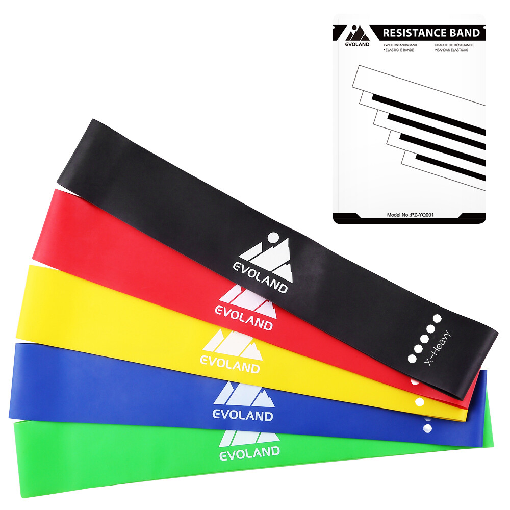 Set of 5 fitness bands, sports resistance band yoga slim elastic gymnastics band