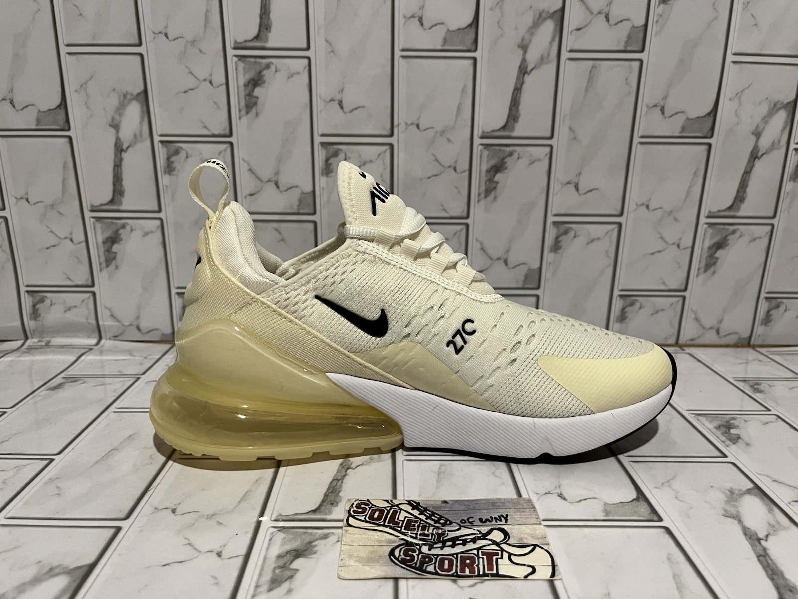 New Nike Air Max 270 Yellow White Running Gym Workout Training Shoes Womens