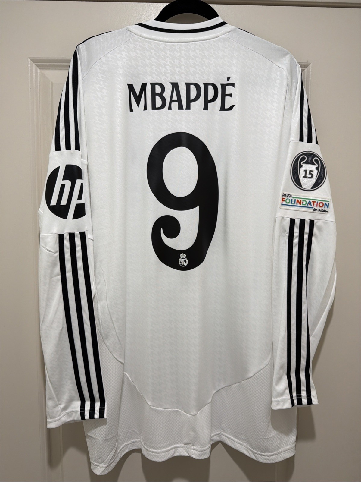 Mbappe #9 Mens 2XL Adidas Real Madrid UCL Home Fan Jersey