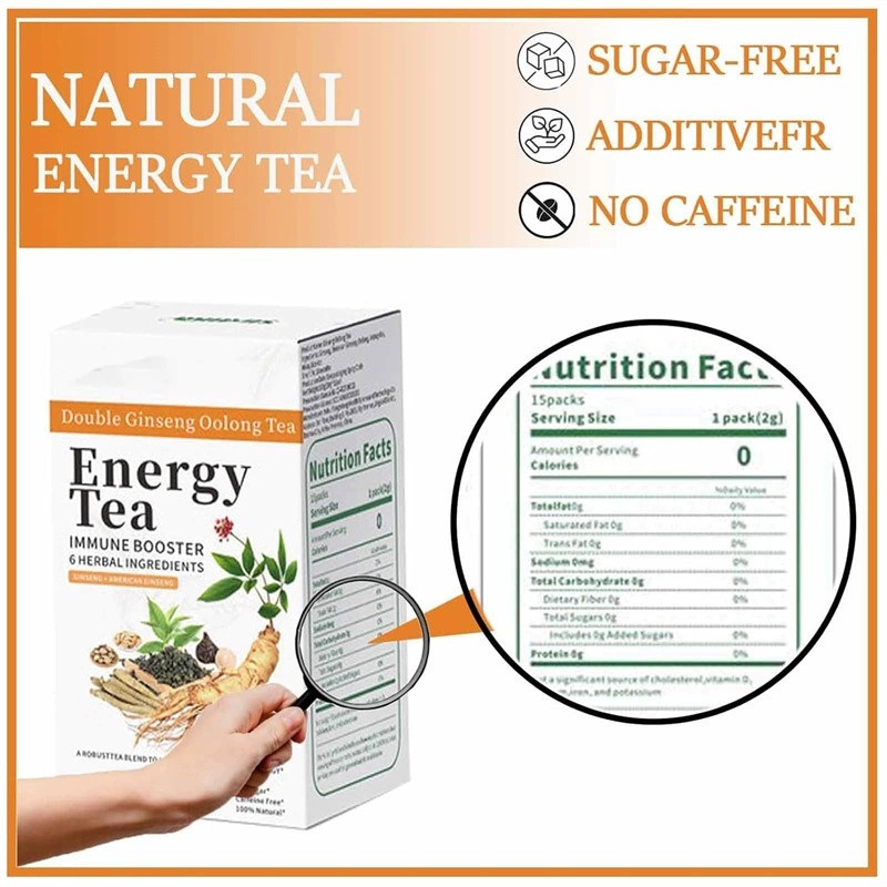Energy Tea Immune Booster Ginseng Oolong Tea, Kidney Liver Tea For Women & Men