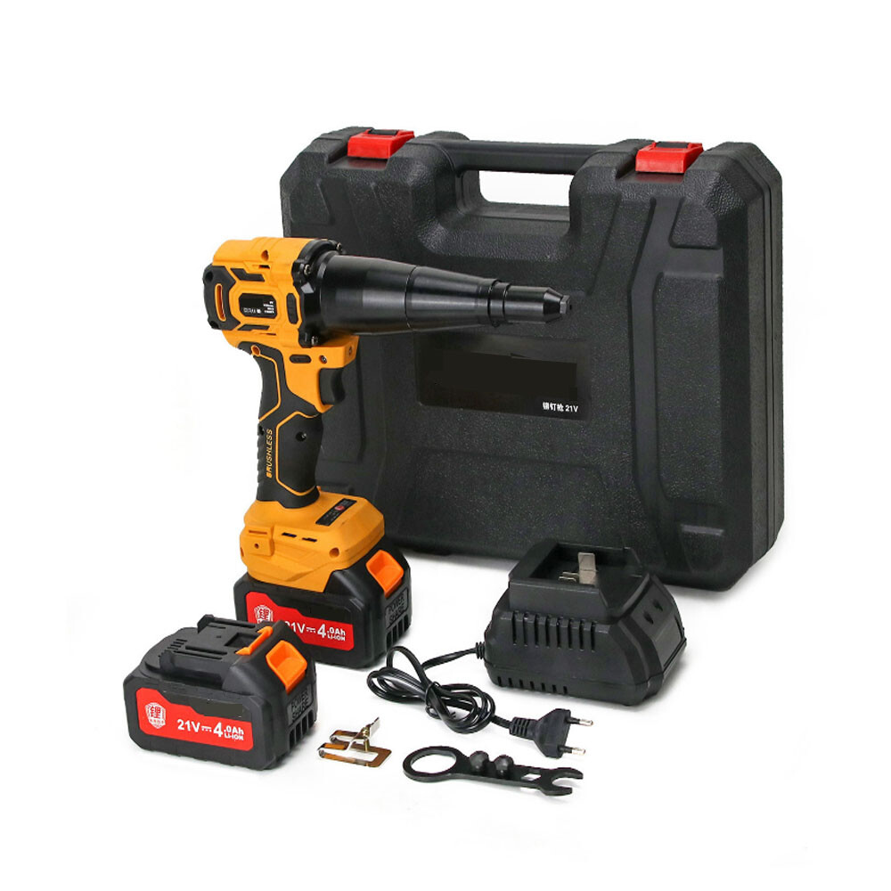Automatic Brushless Cordless Electric Rivet Gun with 2 Battery Rivet Gun Kit