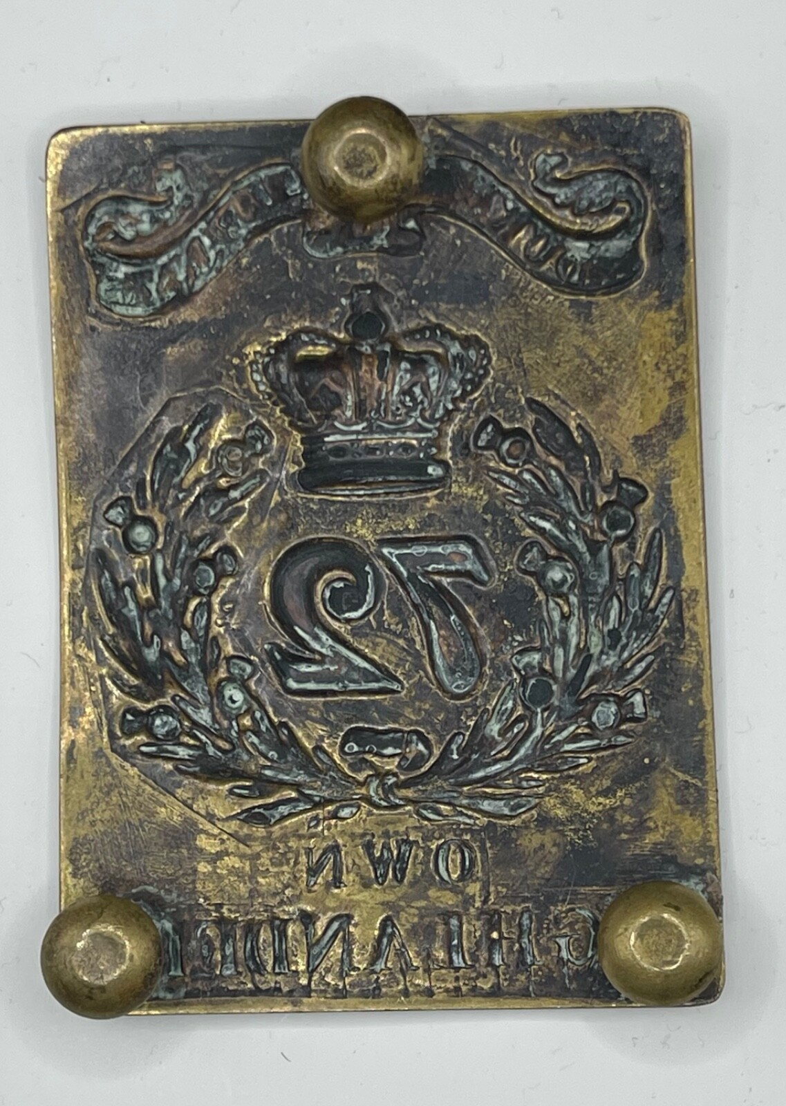 RARE ORIGINAL BRITISH VICTORIAN ERA 72nd DUKE ALBANY OWN HIGHLANDERS BELT PLATE