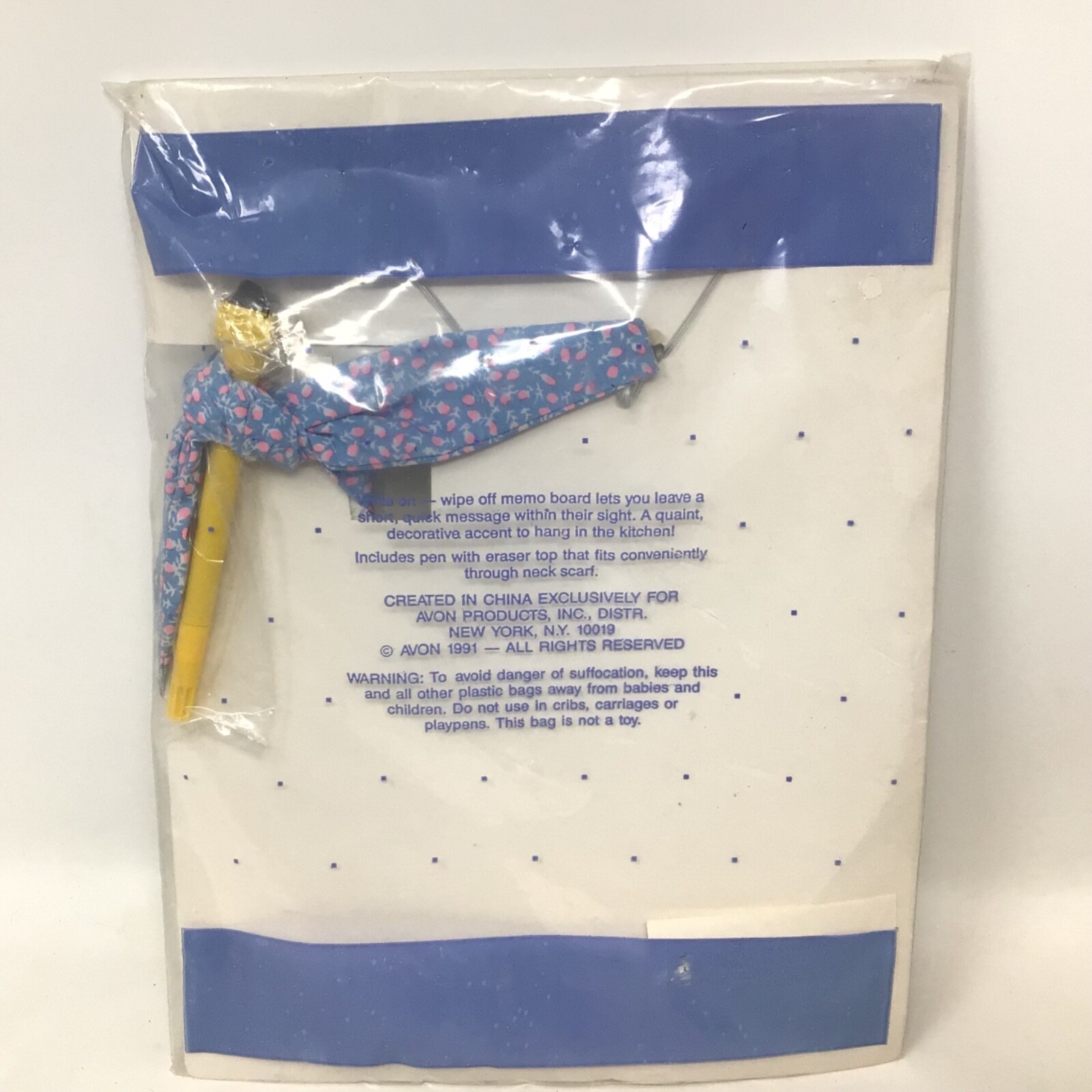 Avon Vintage 1991 The Gift Collection Gabby Goose Memo Board Dry Erase Blue