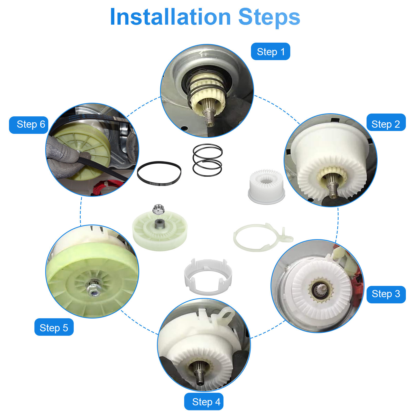 W10721967 Washer Pulley Clutch Kit & W10006384 Washing Drive Belt for Whirlpool