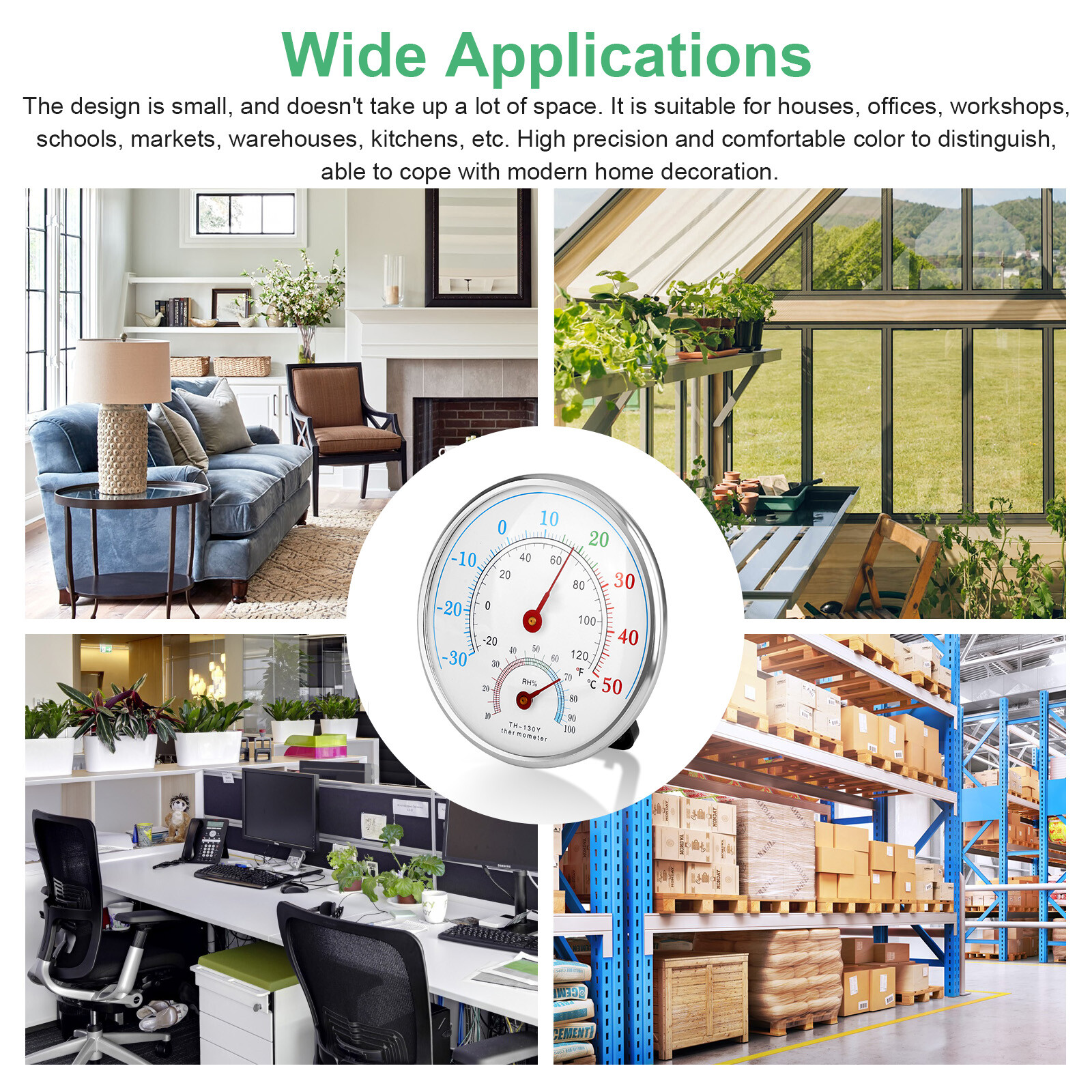 2Pcs Wall Thermometer Indoor Outdoor Mount Garden Greenhouse Home Humidity Meter