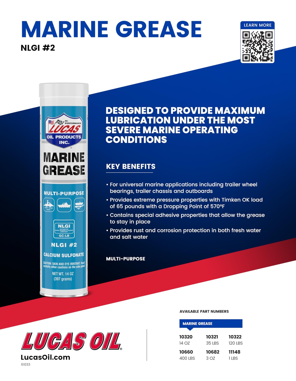 Lucas Oil 10320 Marine Grease - 14 Ounce (2 PACK)