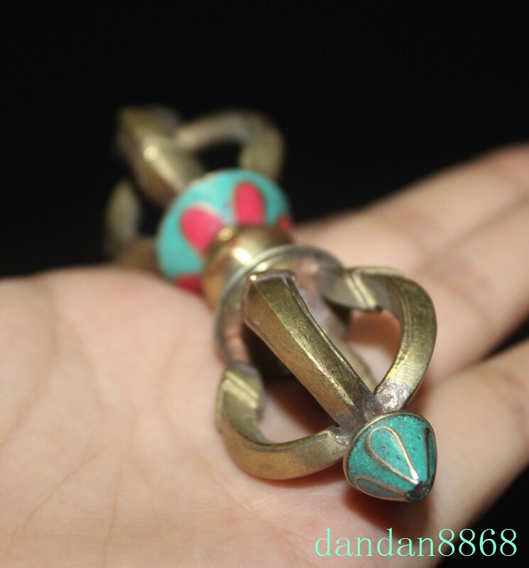 4.4" Tibetan Buddhism temple bronze Gilt Vajra Dorje Phurpa Exorcism Talisman