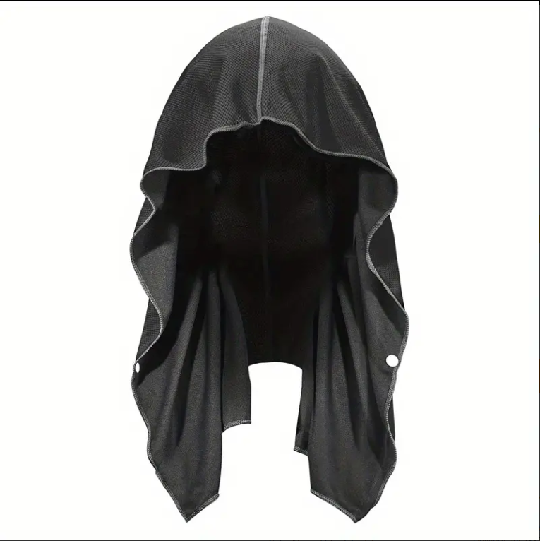 2 Cooling Hoodie Towel, Quick Dry Breathable Neck Wraps Microfiber Black