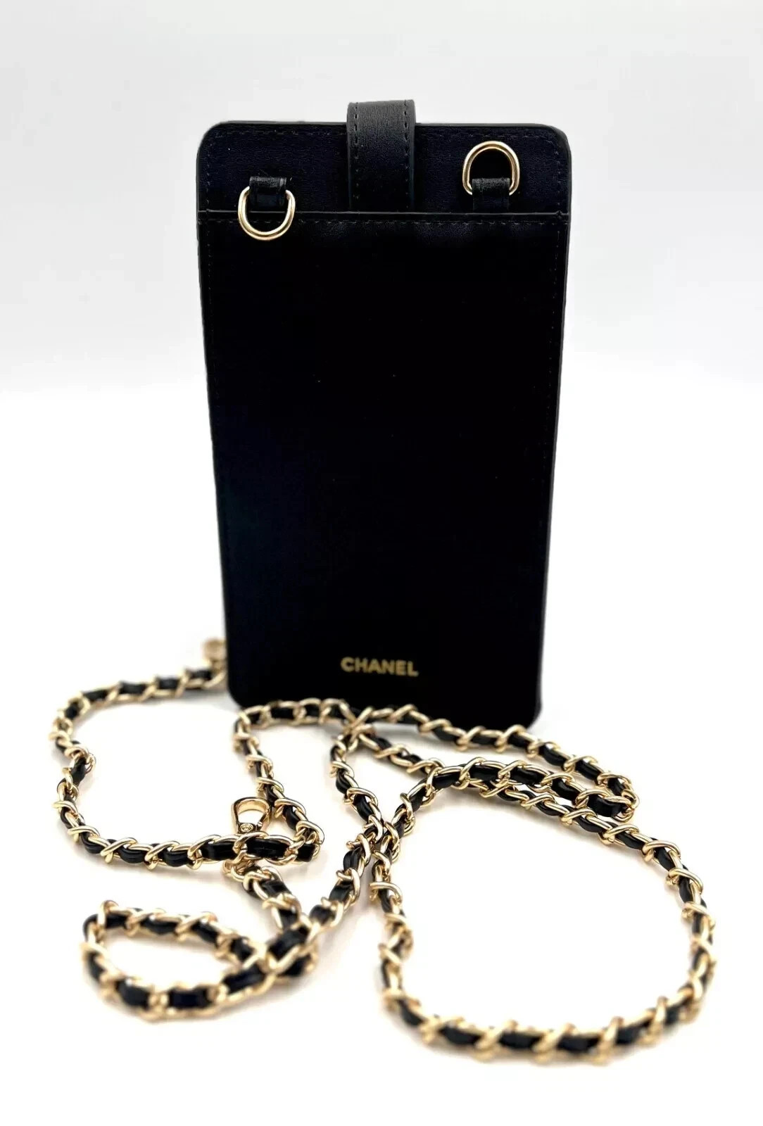 Chanel Beauty phone Makeup Coin Case Bag with Chain ~ Black