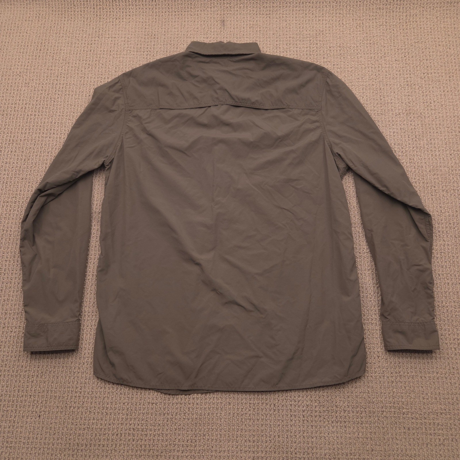 Eddie Bauer Travex Long Sleeve Button Up Vented Shirt Olive Green Mens Large