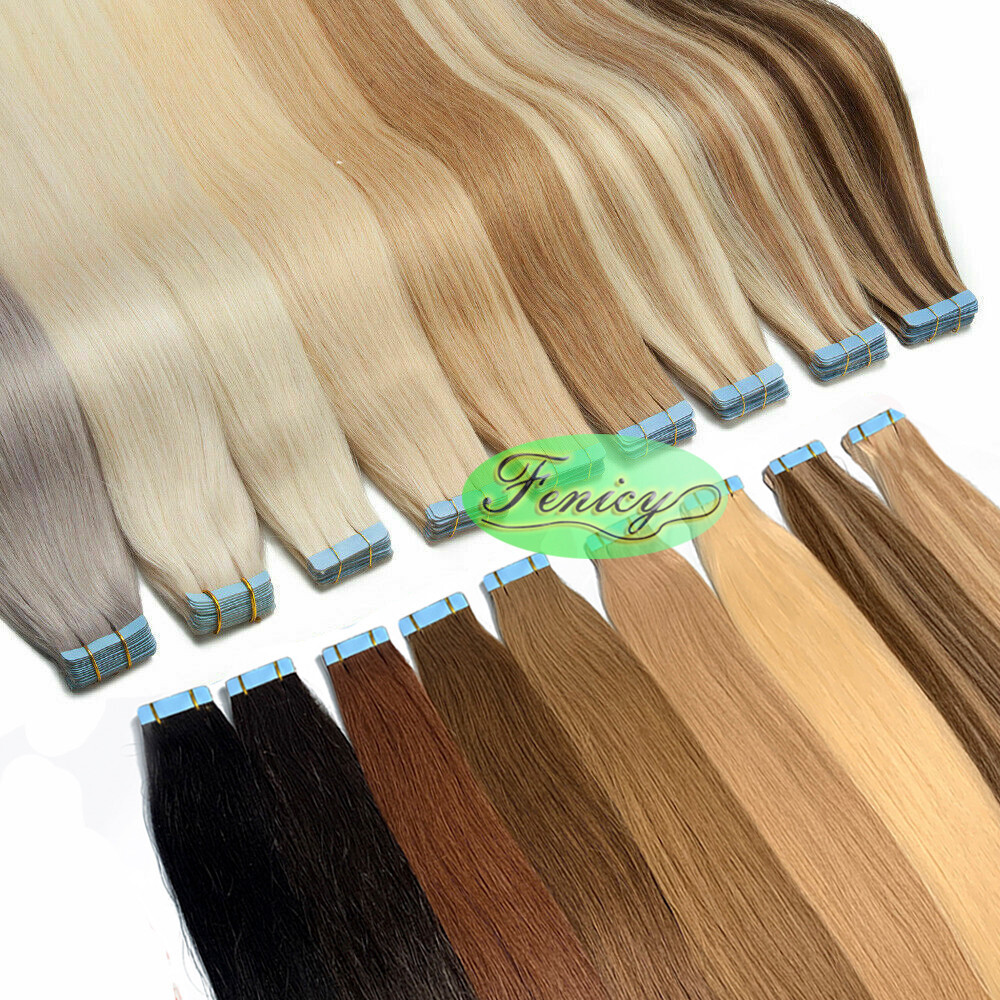 Seamless Tape in Human Hair Extensions Skin Weft Tape-on Real Thick Hair 16-26in